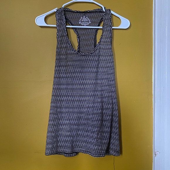 Prana black and white striped racerback tank sheer - Picture 1 of 4